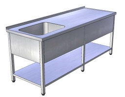 [USNV-2kp] Umývací stôl nerezový veľký s policou